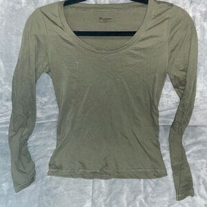 No Boundaries Green Fitted Long Sleeve Tee